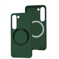Чехол для Samsung Galaxy S23 (S911) Wave Carbon MagSafe green