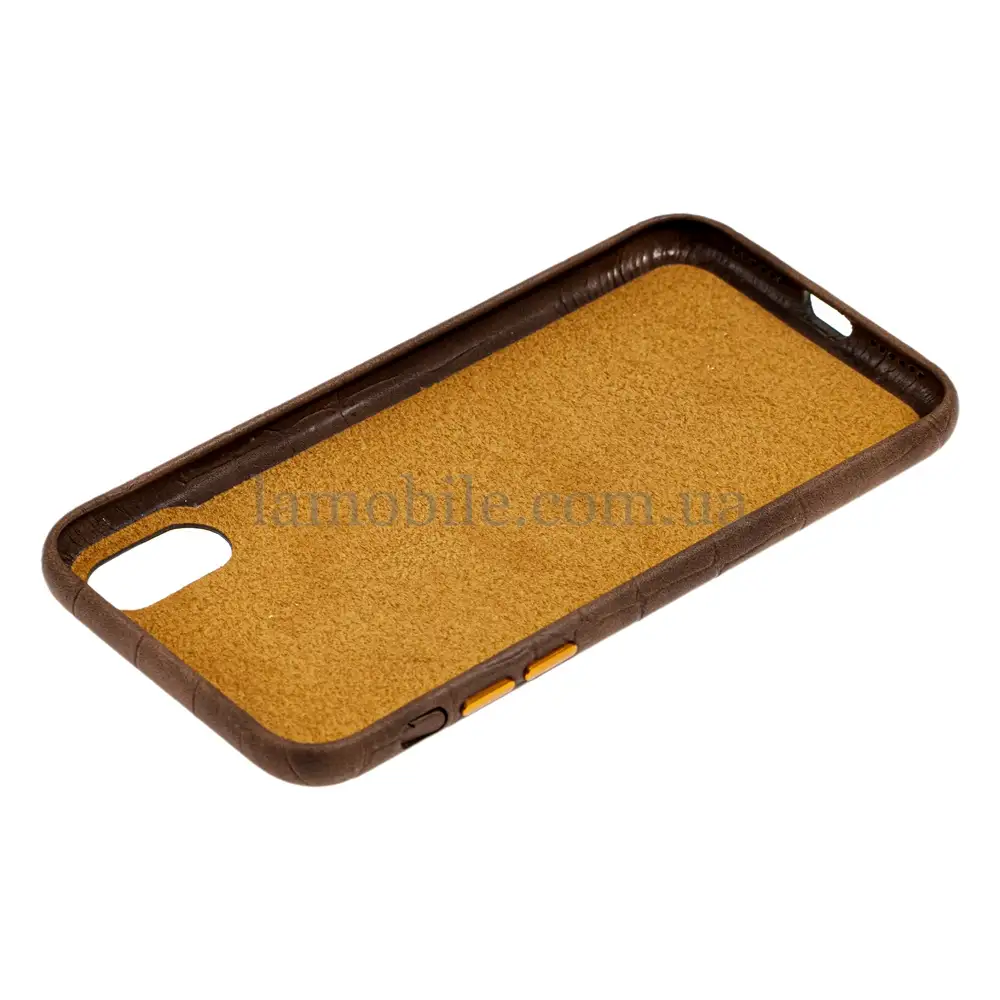 Чохол для iPhone Xr Leather croco full коричневий