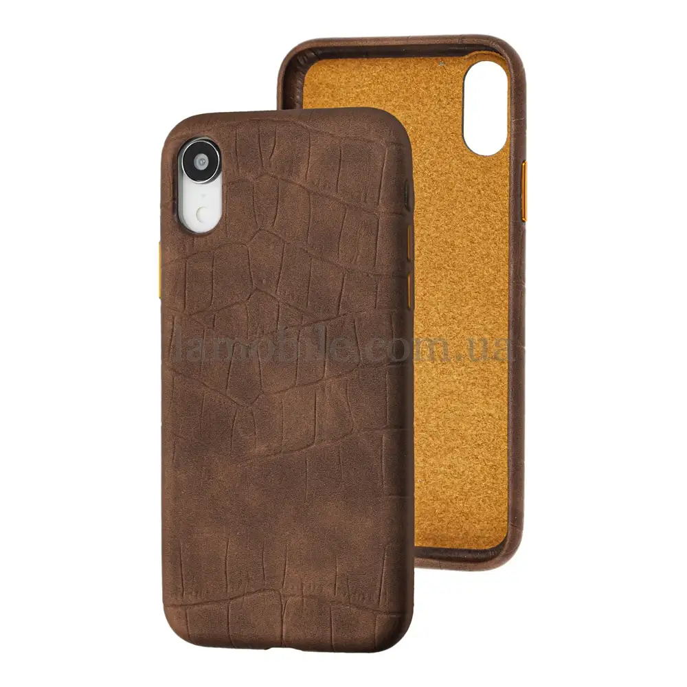 Чохол для iPhone Xr Leather croco full коричневий