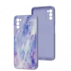 Чехол для Samsung Galaxy A03s (A037) Marble Clouds purple