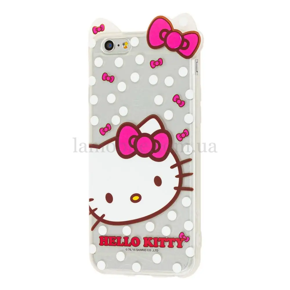 Чехол для iPhone 6 Hello Kitty силикон прозрачно белый