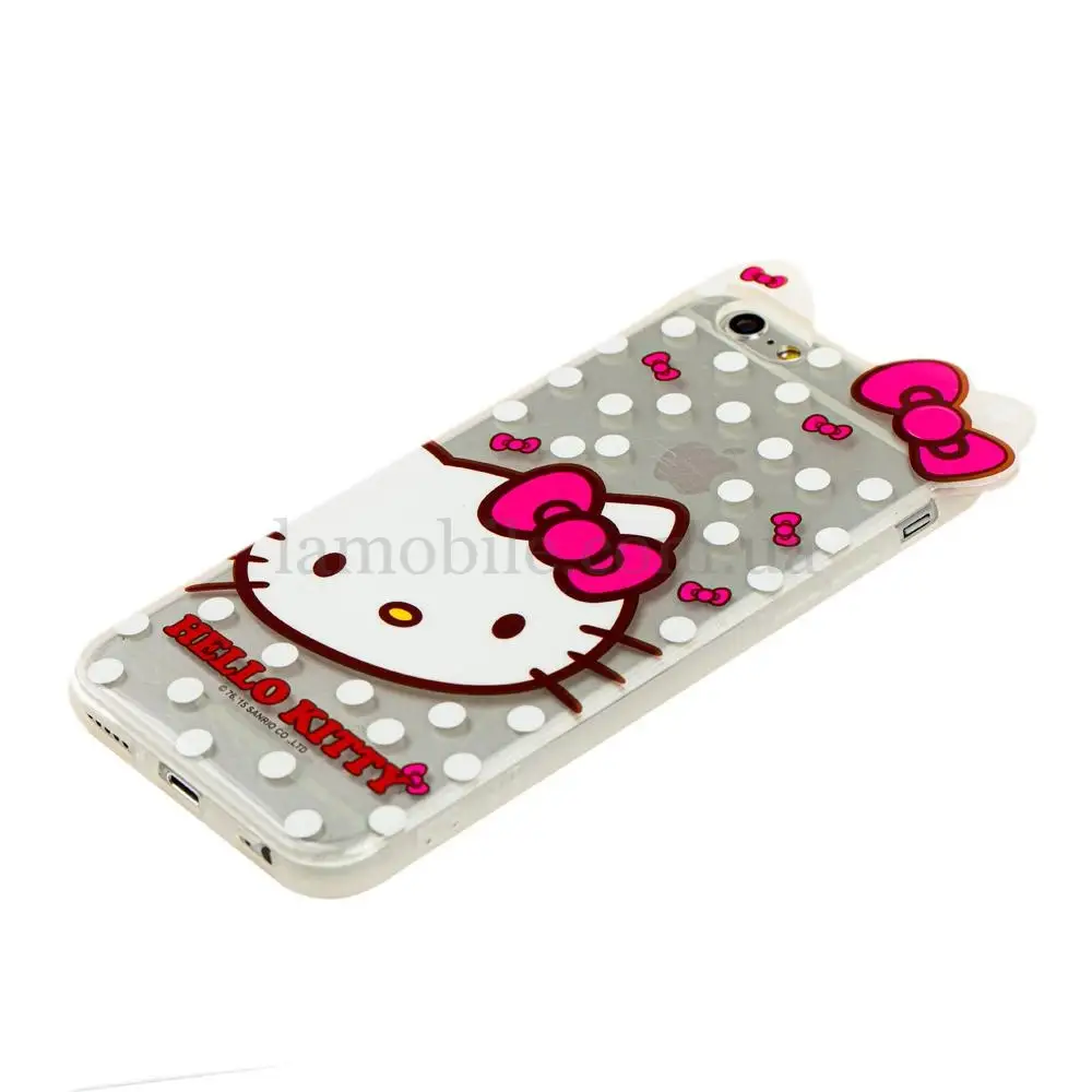 Чехол для iPhone 6 Hello Kitty силикон прозрачно белый