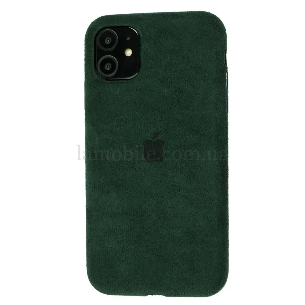 Чехол для iPhone 11 Alcantara 360 темно-зеленый