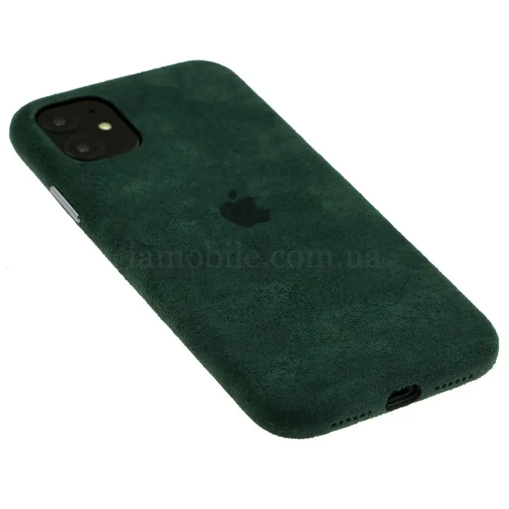 Чехол для iPhone 11 Alcantara 360 темно-зеленый