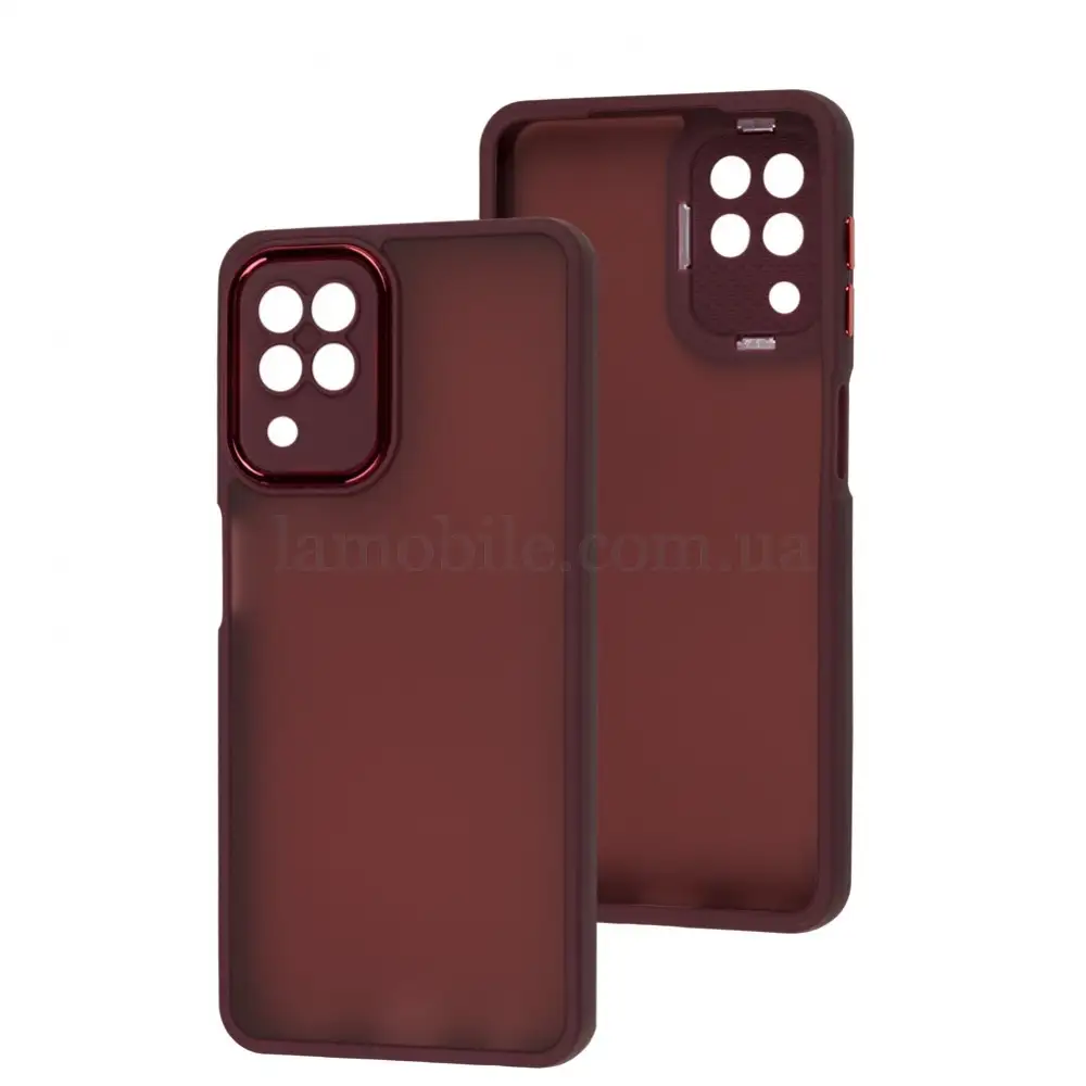 Чехол для Samsung Galaxy A22/M22/M32 Luxury Metal Lens марсала