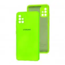Чохол для Samsung Galaxy A51 (A515) Silicone Full camera салатовий / neon green