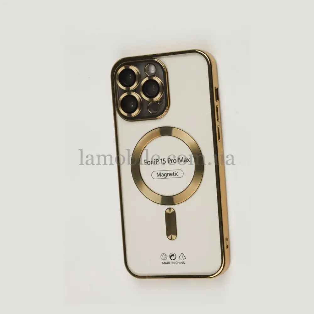 Чехол для iPhone 15 Pro Max Fibra Chrome MagSafe gold