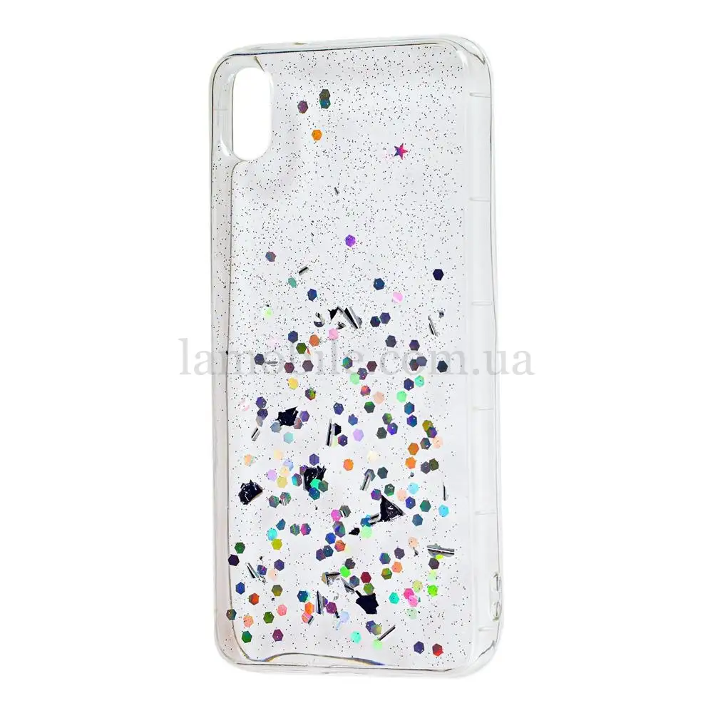 Чехол для Xiaomi Redmi 7A glitter star конфети прозрачный