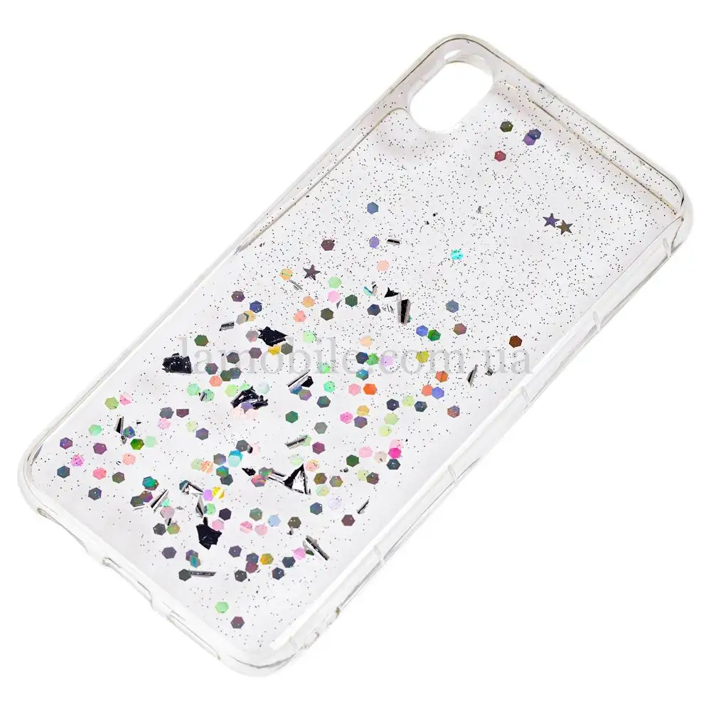 Чехол для Xiaomi Redmi 7A glitter star конфети прозрачный