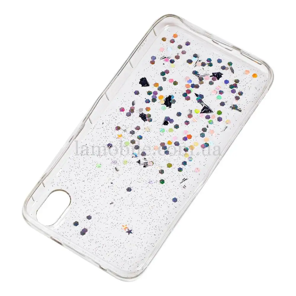 Чехол для Xiaomi Redmi 7A glitter star конфети прозрачный