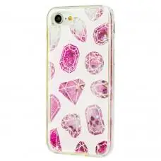 Чехол My girl для iPhone 7 / 8 блестки вода розовый "брюлики"