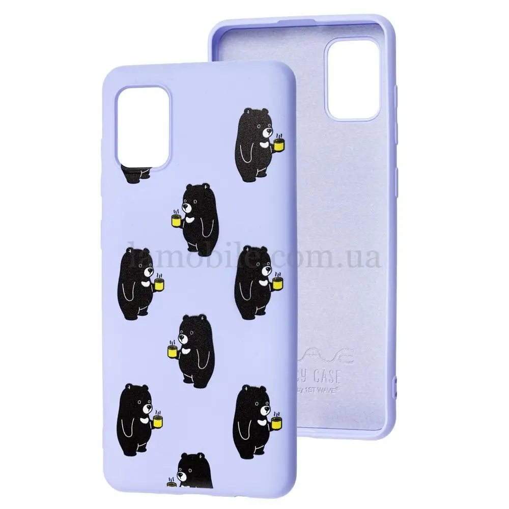 Чохол для Samsung Galaxy A31 (A315) Wave Fancy bears with tea / light purple