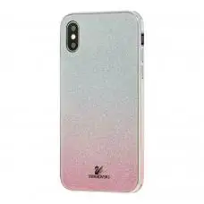 Чехол Swaro для iPhone X / Xs glass серебристо-розовый