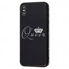 Чехол для iPhone Xs Max HQ glass "королева 01" черный