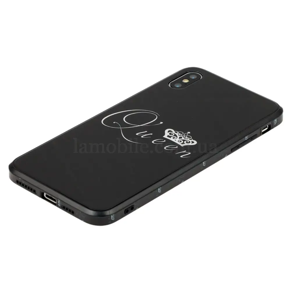 Чохол для iPhone Xs Max HQ glass "Королева 01" чорний