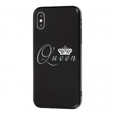 Чехол HQ glass для iPhone X / Xs королева 01 черный