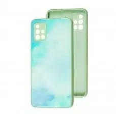 Чехол для Samsung Galaxy A71 (A715) Marble Clouds turquoise