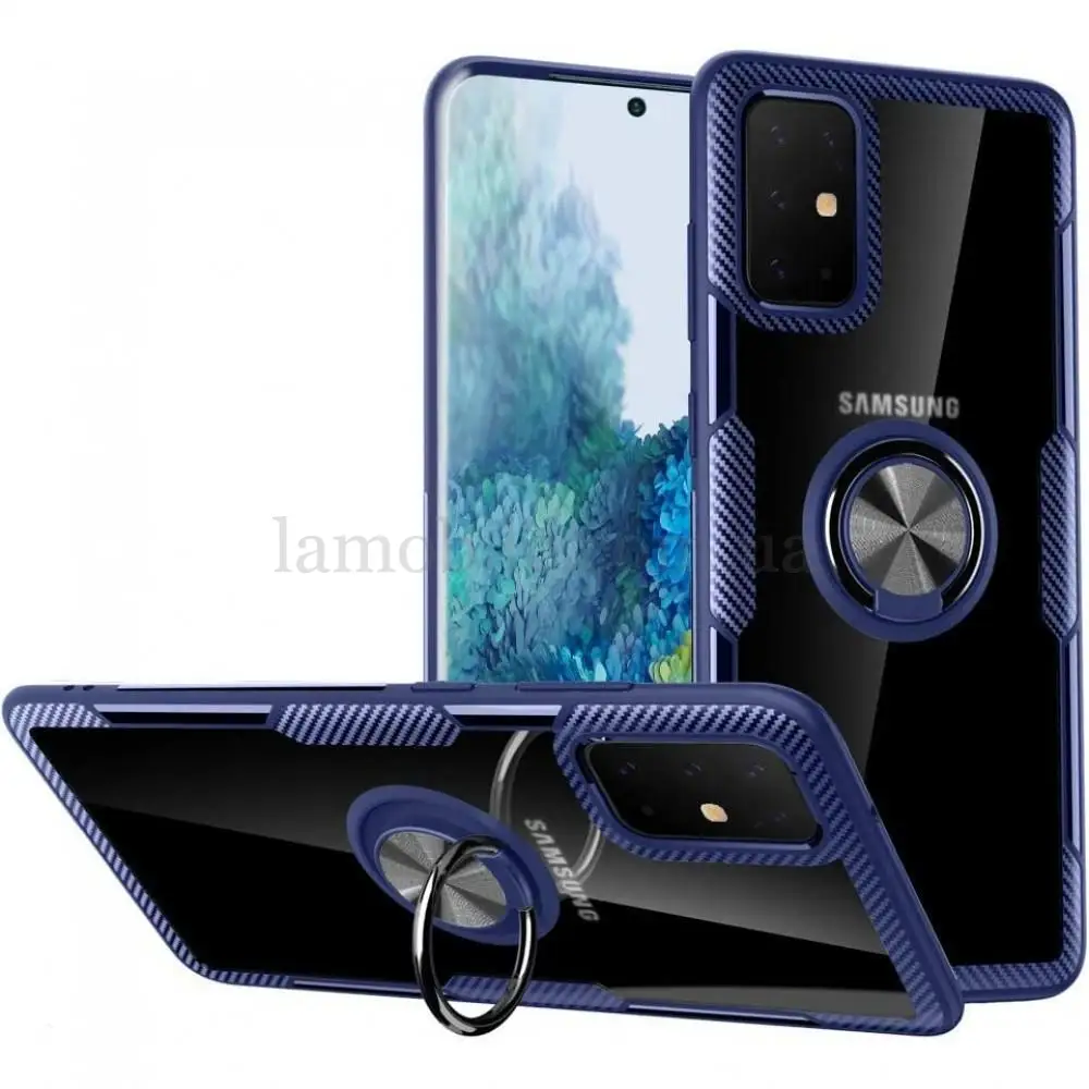 Чехол для Samsung Galaxy A71 (A715) Deen CrystalRing с кольцом синий   