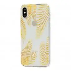 Чехол силиконовый для iPhone X / Xs листья   
