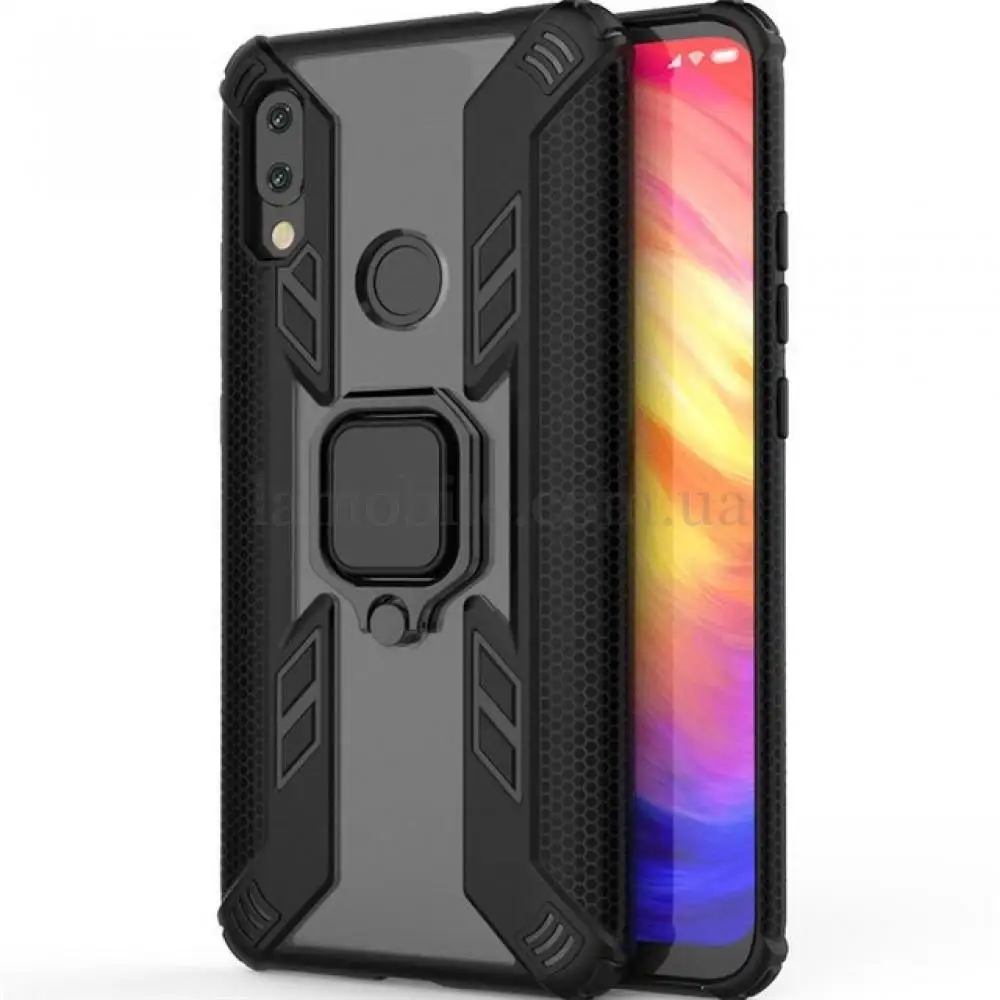 Чохол для Xiaomi Redmi Note 7 / 7 Pro Combo Ring ударостійкий з кільцем чорний