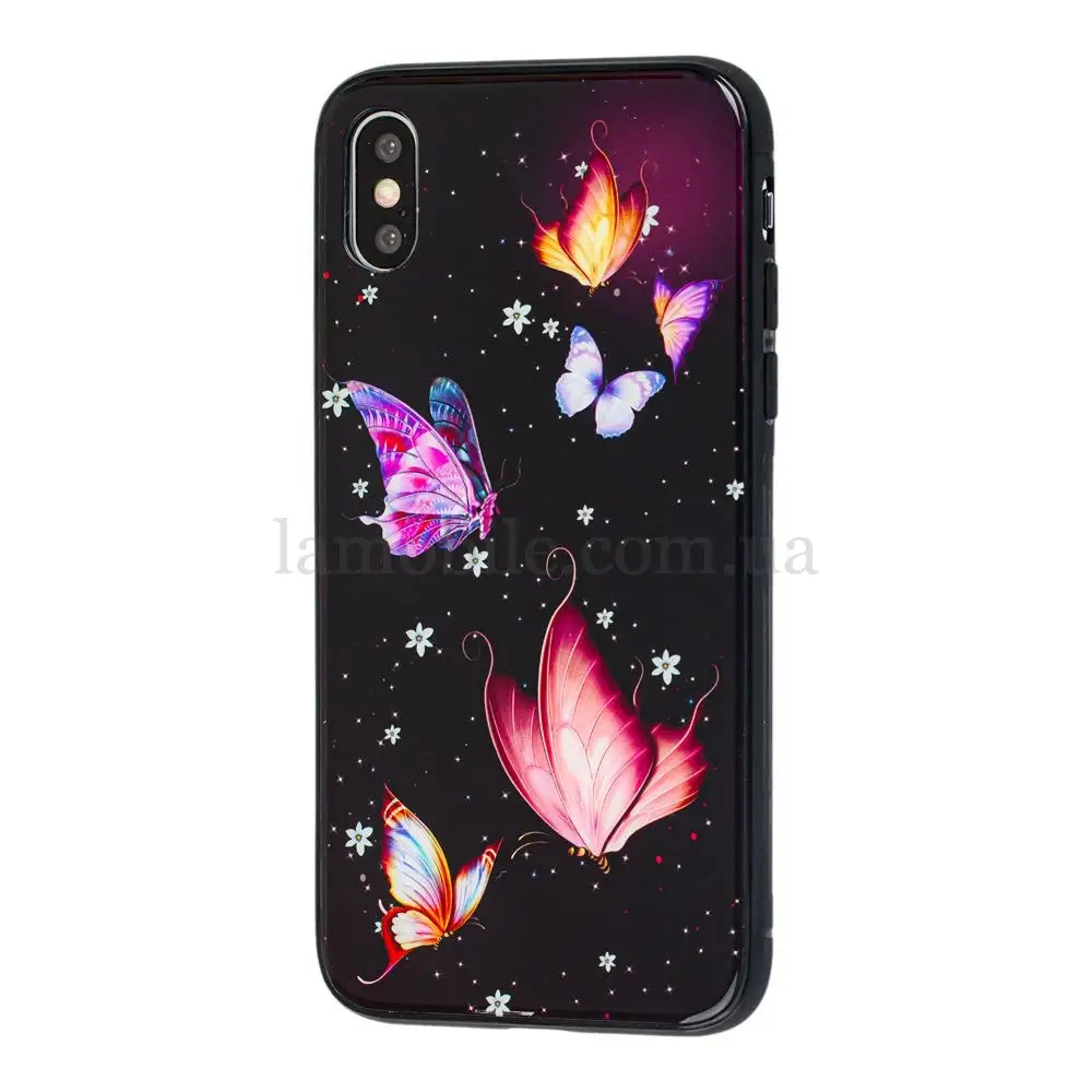 Чохол для iPhone X / Xs glass метелика