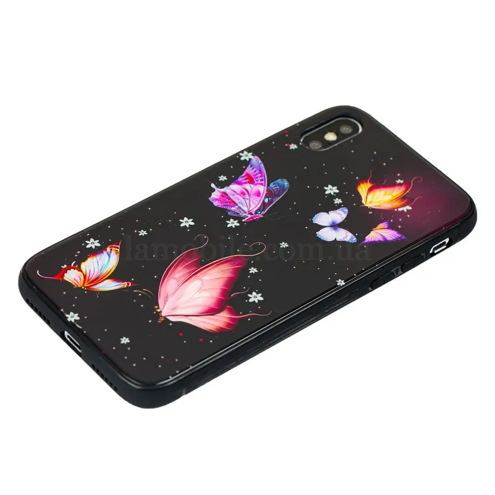 Чохол для iPhone X / Xs glass метелика