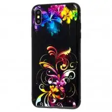 Чехол для iPhone Xs Max glass цветы