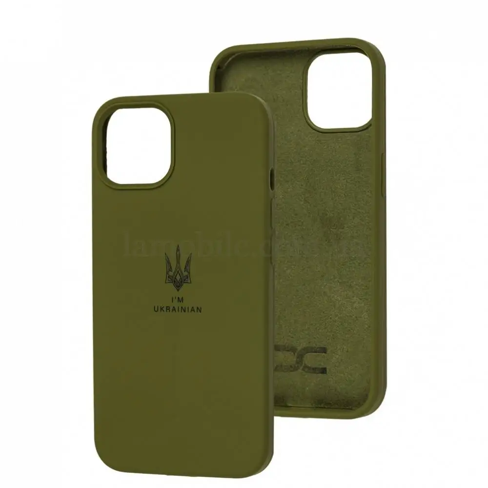 Чехол для iPhone 13 Silicone Full Трезубец зеленый  