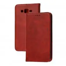 Чехол книжка для Samsung Galaxy J7 (J700) Black magnet красный
