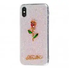 Чехол Forever для iPhone X / Xs с блестками розовый
