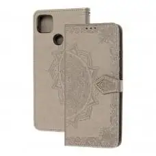 Чехол книжка для Xiaomi Redmi 9C "Art с визитницей" серый