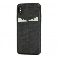 Чехол Fendi для iPhone X / Xs текстиль черный