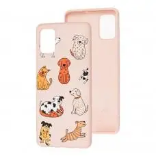 Чехол для Samsung Galaxy A51 (A515) Wave Fancy funny dogs / pink sand