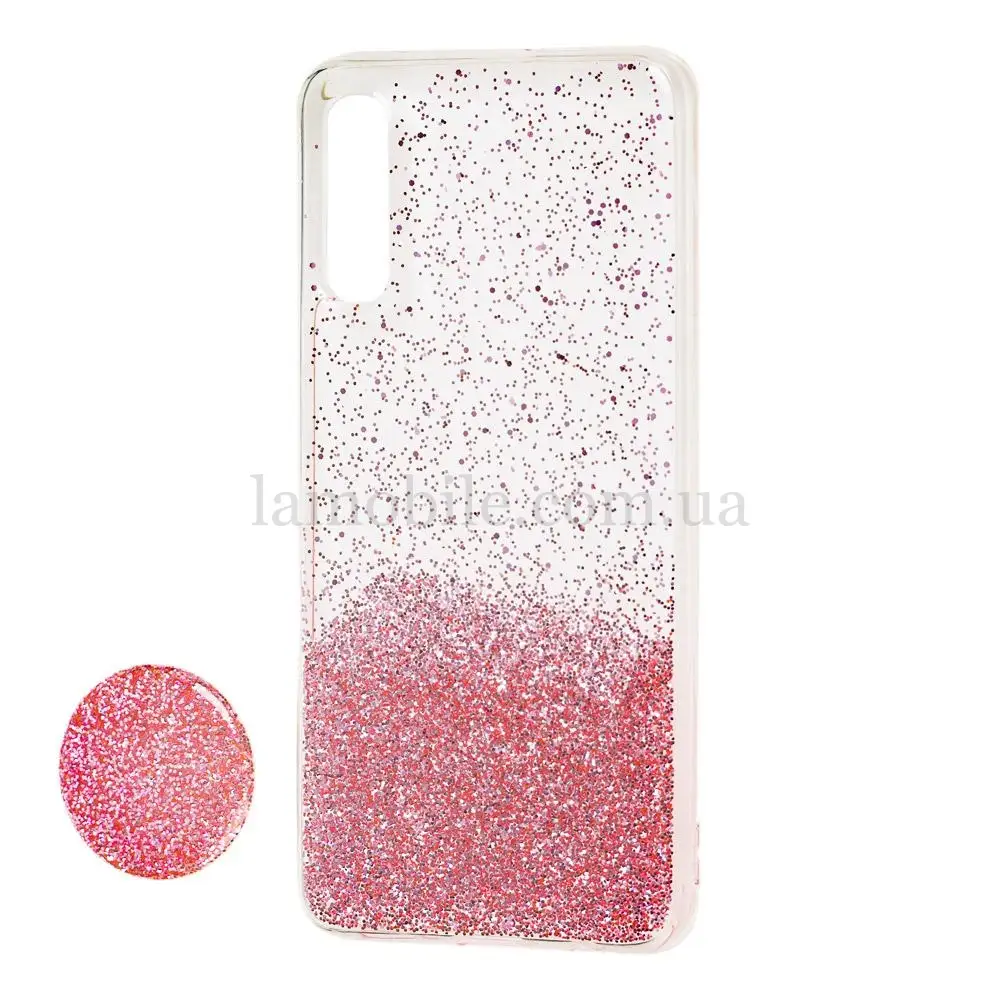 Чехол для Samsung Galaxy A50 / A50s / A30s Fashion блестки + popsocket розовый