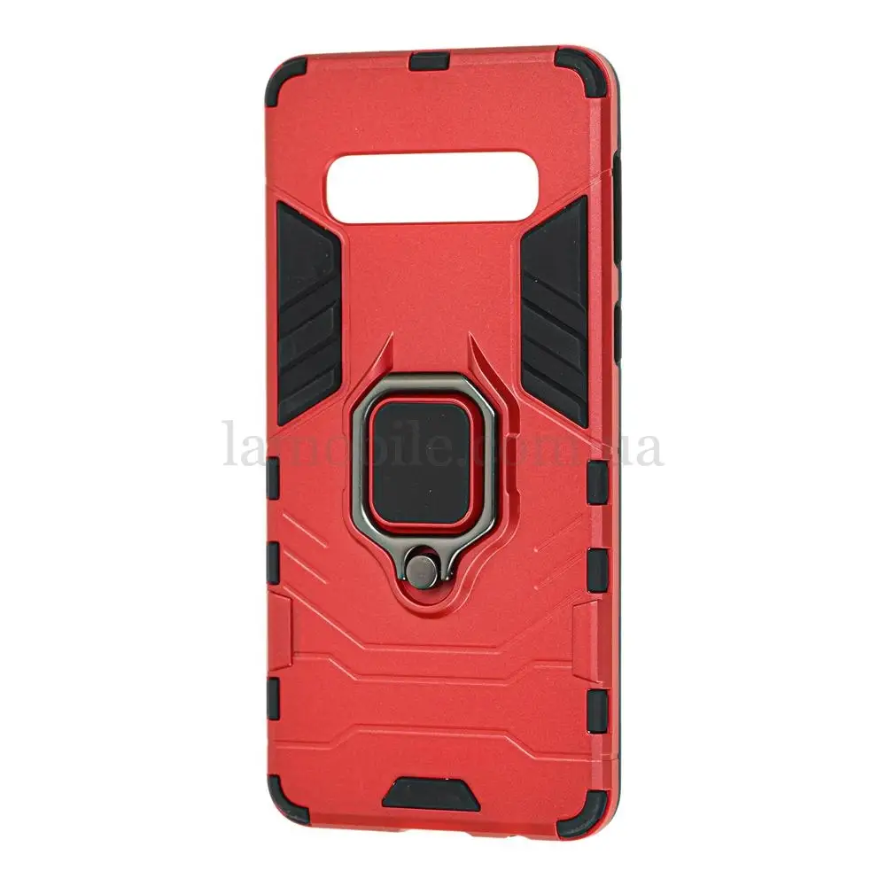 Чехол для Samsung Galaxy S10 (G973) Transformer Ring ударопрочный с кольцом красный