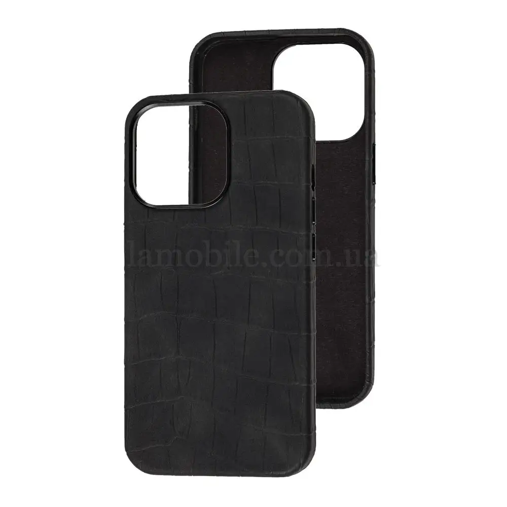 Чохол для iPhone 13 Pro Max Leather croco full black