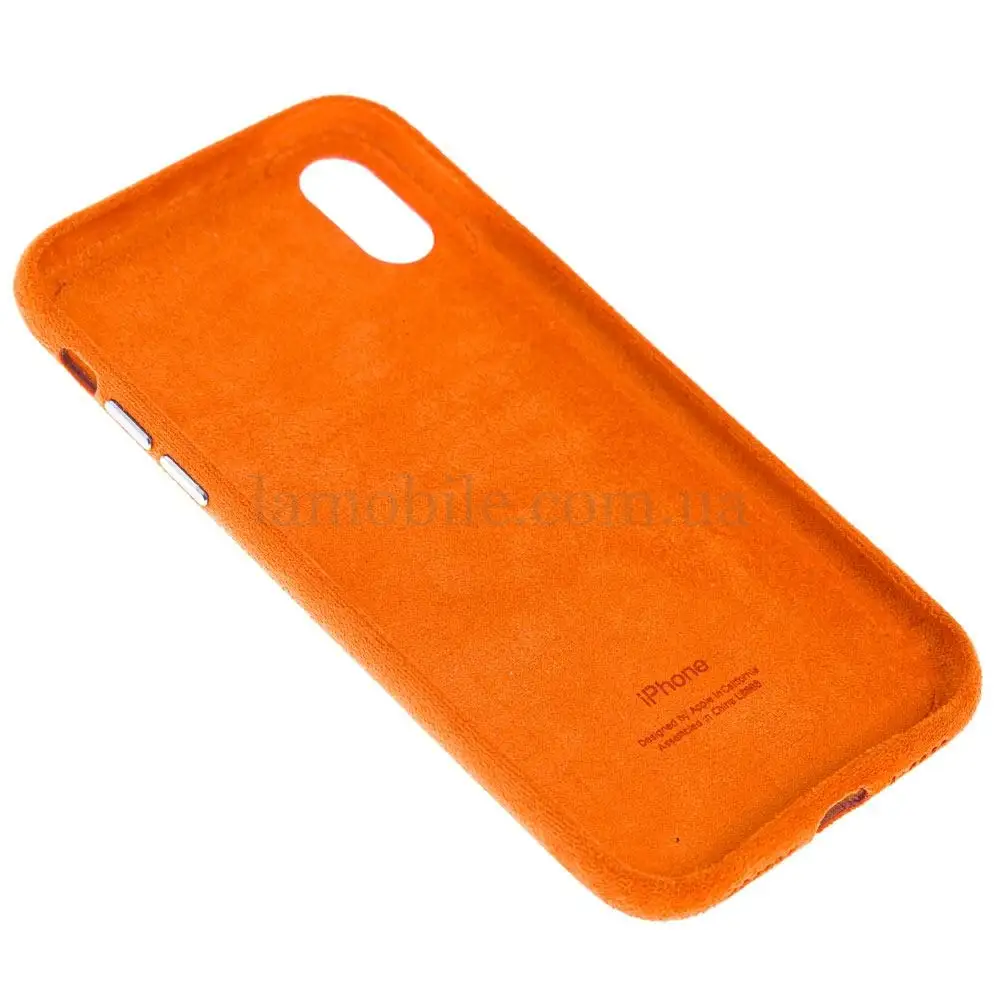 Чохол для iPhone Xr Alcantara 360 помаранчевий