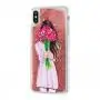Чохол для iPhone Xs Max блискітки вода рожевий "girl with flowers"