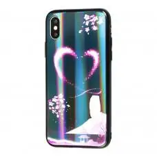 Чехол для iPhone X / Xs Lumi светящийся в темноте "сердце"