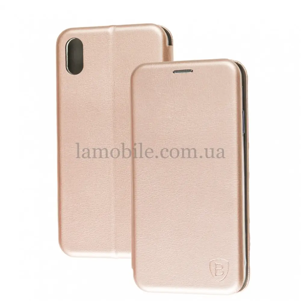 Чохол книжка Premium для iPhone Xs Max рожево-золотистий