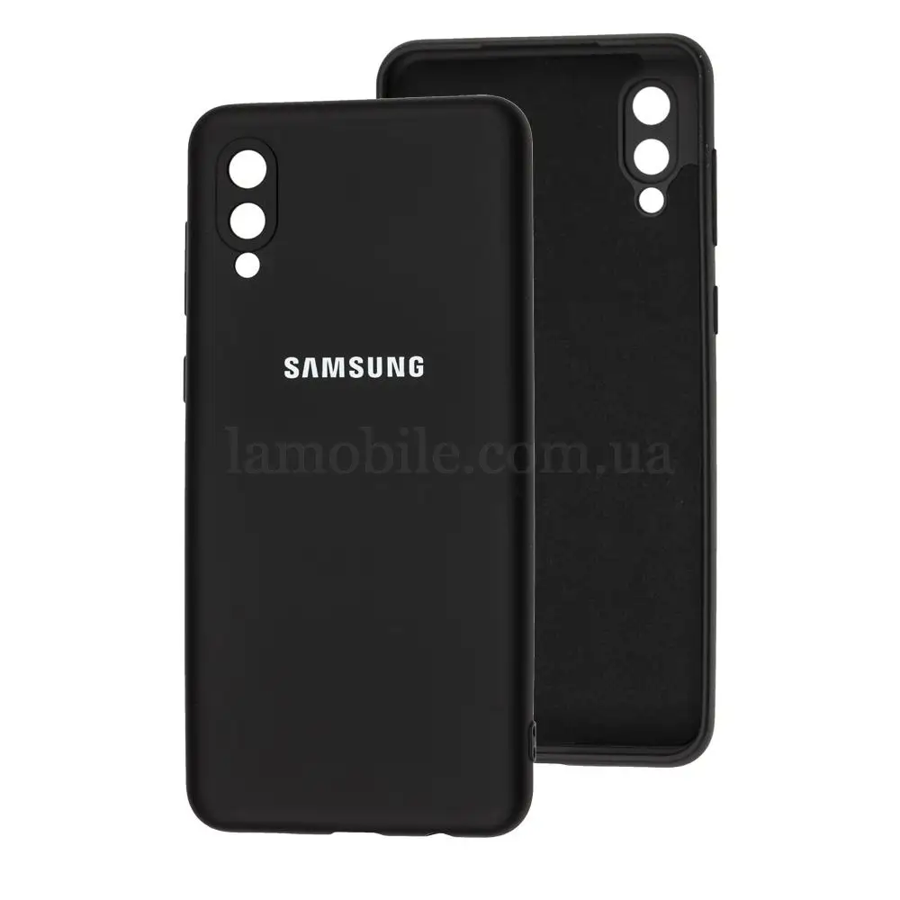 Чехол для Samsung Galaxy A02 (A022) Lime silicon с микрофиброй черный