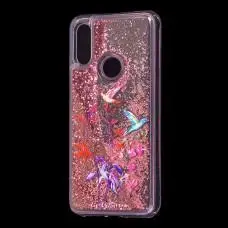 Чехол для Xiaomi Redmi 7 Блестки вода красный "колибри"