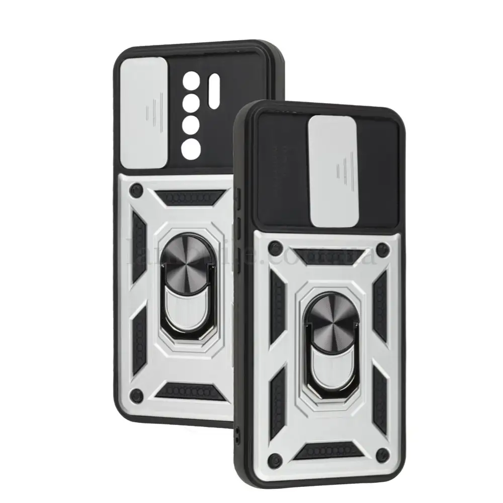Чехол для Xiaomi Redmi 9 Serge Ring Armor ударопрочный серебристый