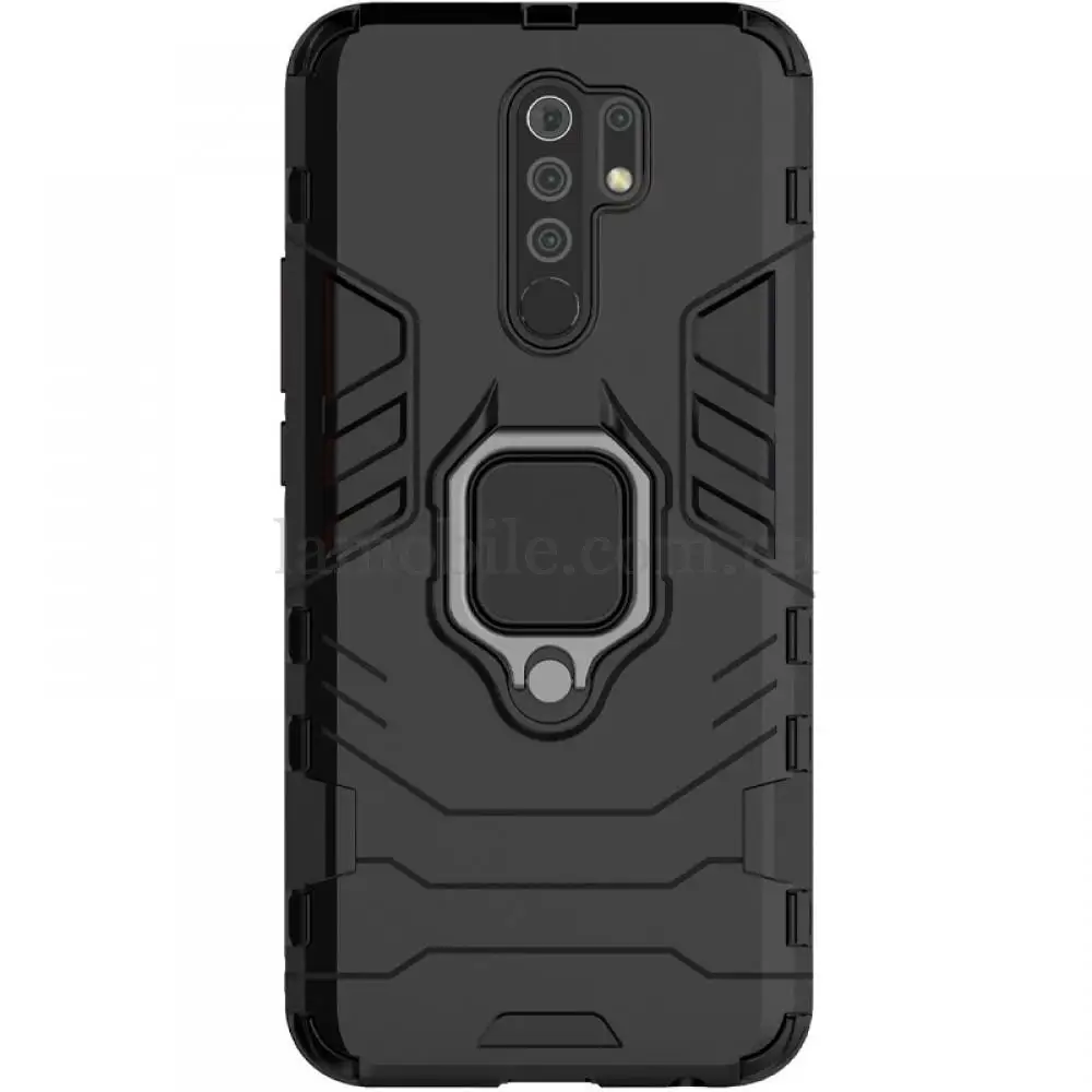 Чохол для Xiaomi Redmi 9 Transformer Ring ударостійкий з кільцем чорний