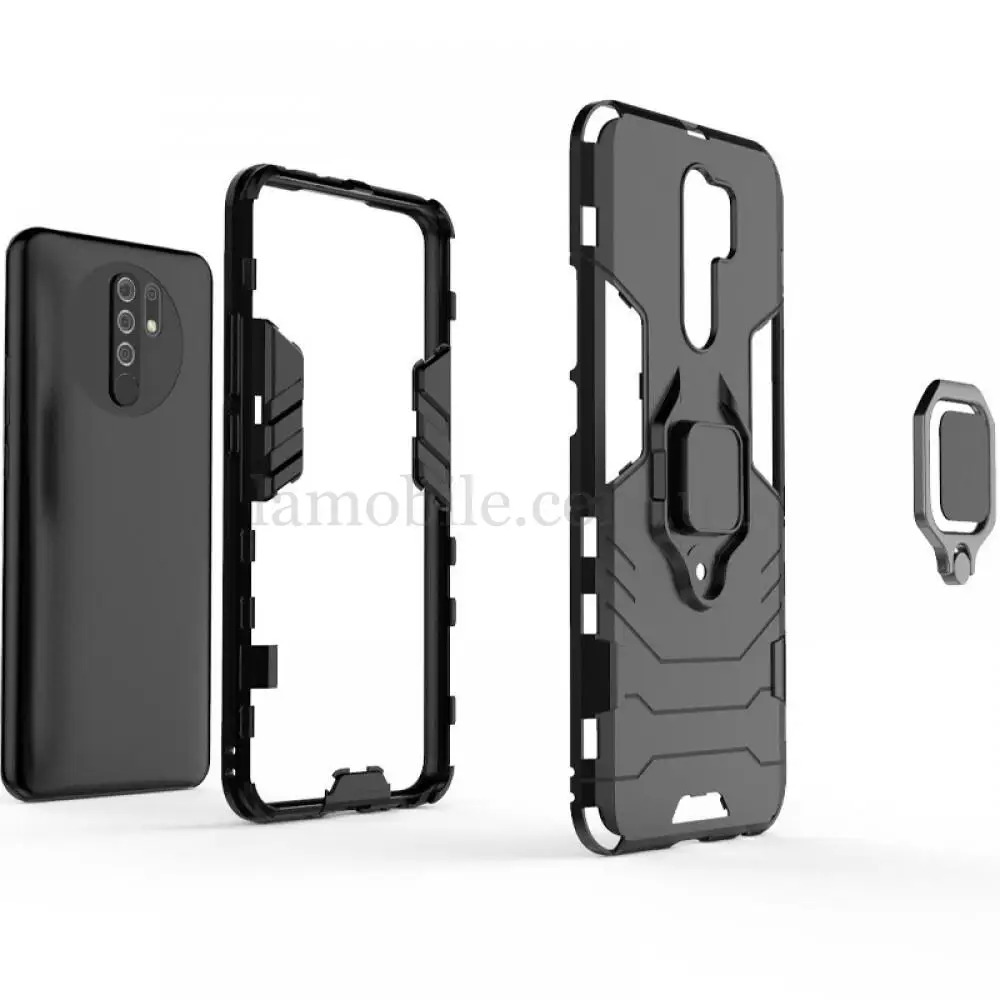 Чохол для Xiaomi Redmi 9 Transformer Ring ударостійкий з кільцем чорний