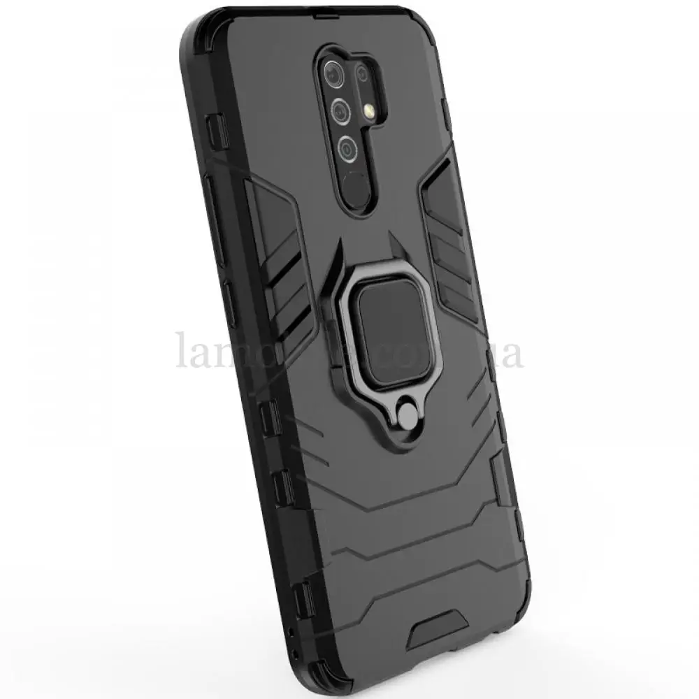 Чохол для Xiaomi Redmi 9 Transformer Ring ударостійкий з кільцем чорний