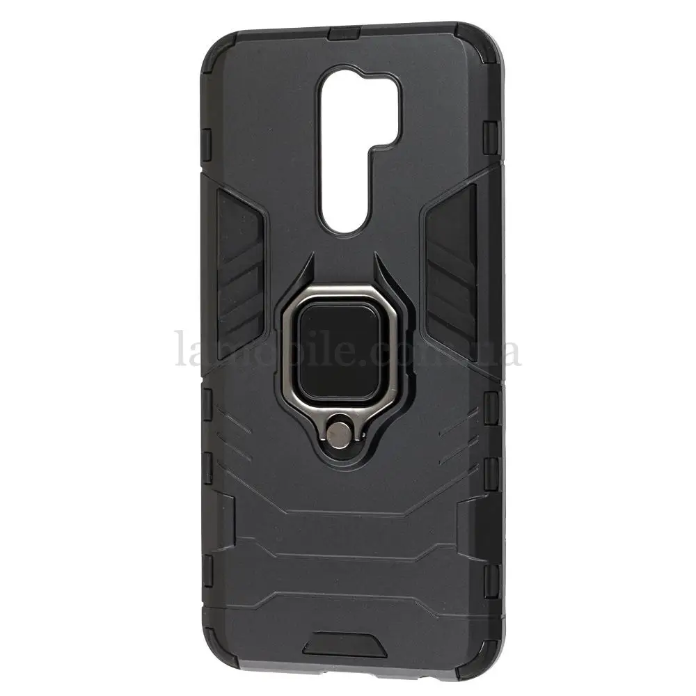 Чохол для Xiaomi Redmi 9 Transformer Ring ударостійкий з кільцем чорний