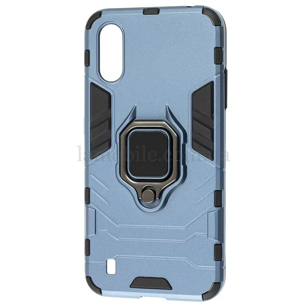 Чехол ударопрочный Transformer Ring для Samsung Galaxy A01 (A015) с кольцом серый