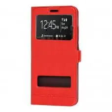 Чехол книжка для Xiaomi Redmi 7 Rock с двумя окнами красный