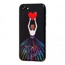 Чохол Magic Girl для iPhone 7/8 серце зі стразами чорний